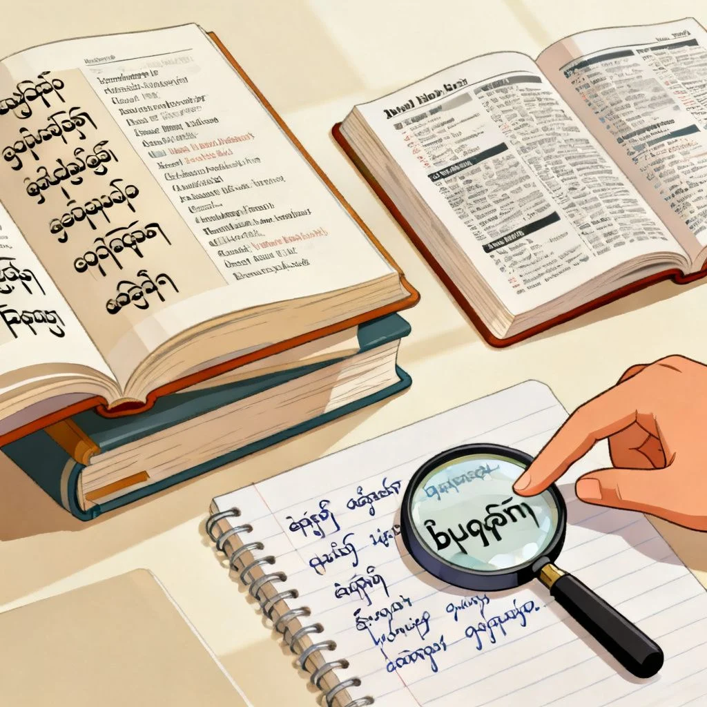 myanmar to english illustration