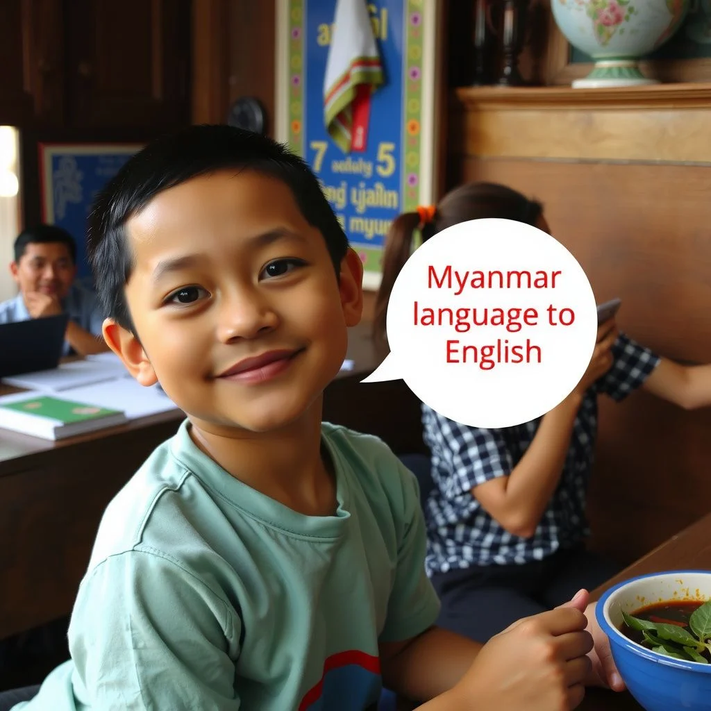 myanmar language to english illustration