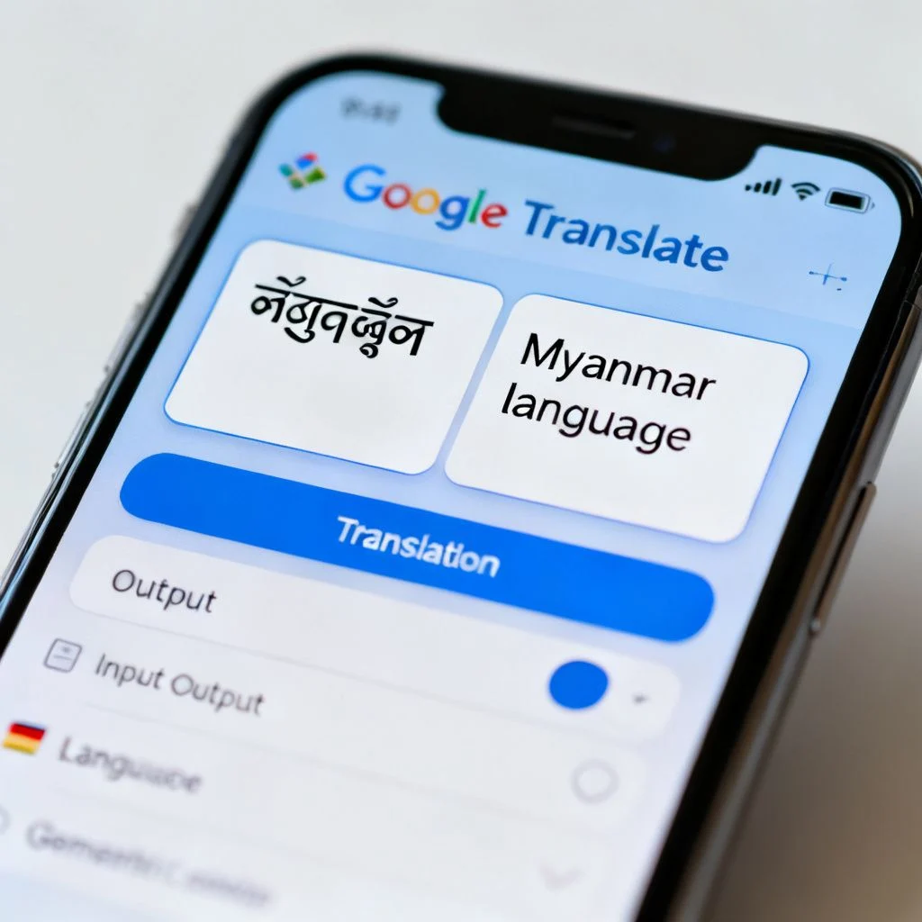 google translate myanmar to english illustration