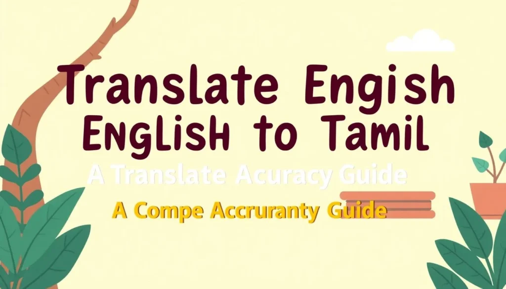 translate english to tamil — Translate English to Tamil: A Complete Accuracy Guide